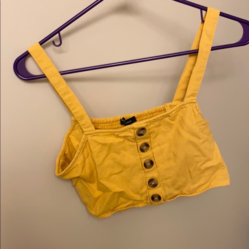 Yellow linen crop top